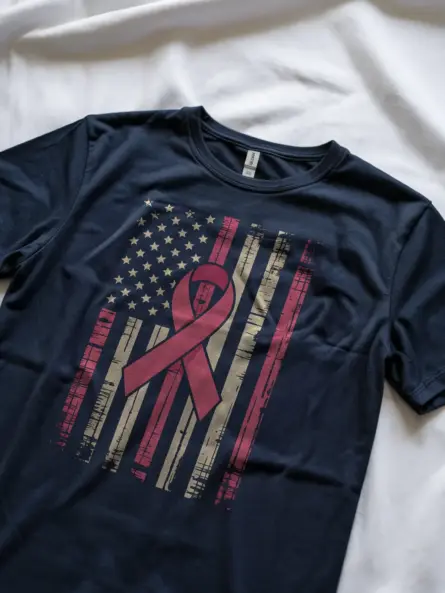 Navy lifestyle – Pink Ribbon American Flag Shirt for patriotic supporters