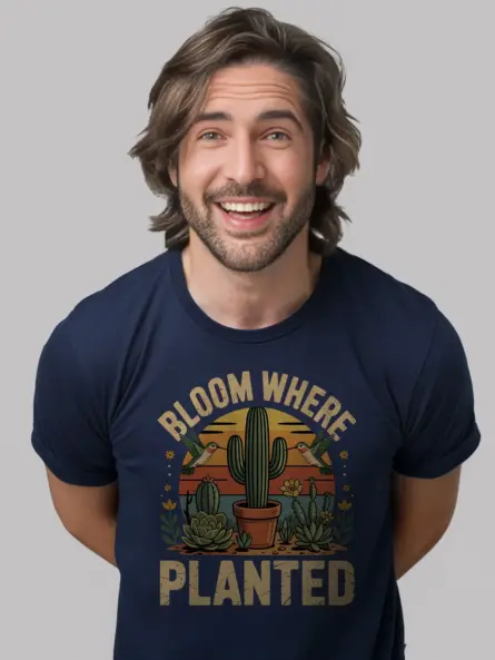 Vintage Cactus T-Shirt for Plant Lovers – Bloom Where Planted - Image 9
