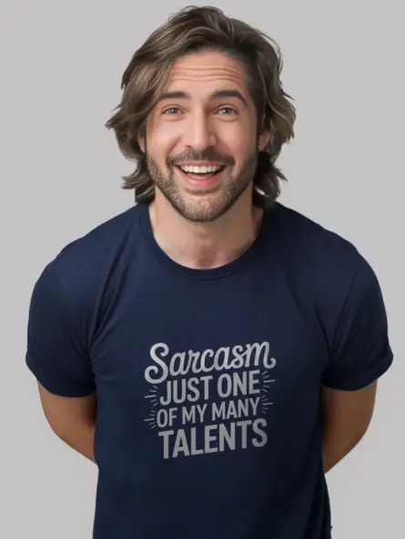 Navy shirt styled for sarcastic humor lovers