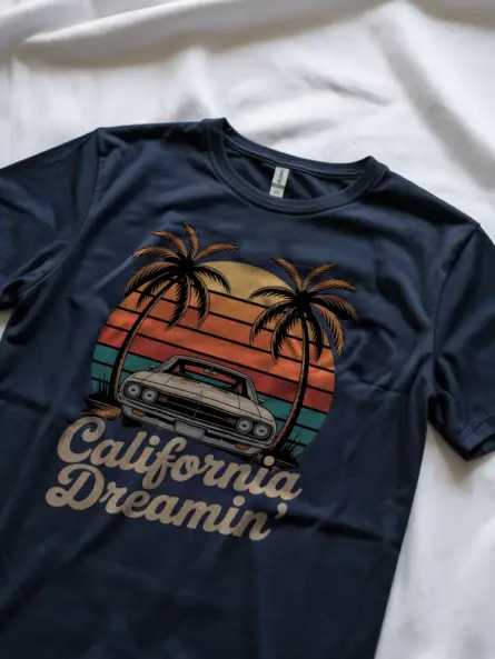 Retro California Dreamin Muscle Car T-Shirt - Image 8