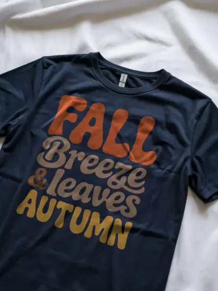 Retro Fall Tee– Vintage Autumn Leaves & Breeze Typography Tee - Image 8