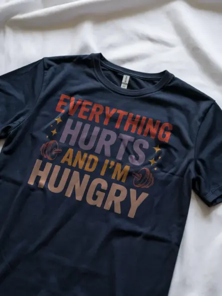 Retro Gym Motivation T-Shirt – Everything Hurts and I’m Hungry - Image 9