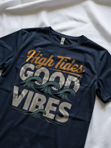 Retro Surf Beach T-Shirt High Tides Good Vibes - Image 8