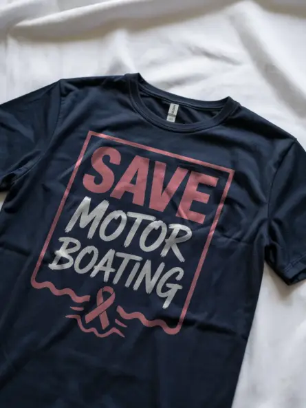 Save Motor Boating Shirt – Funny Pink Ribbon Awareness Tee - Image 2