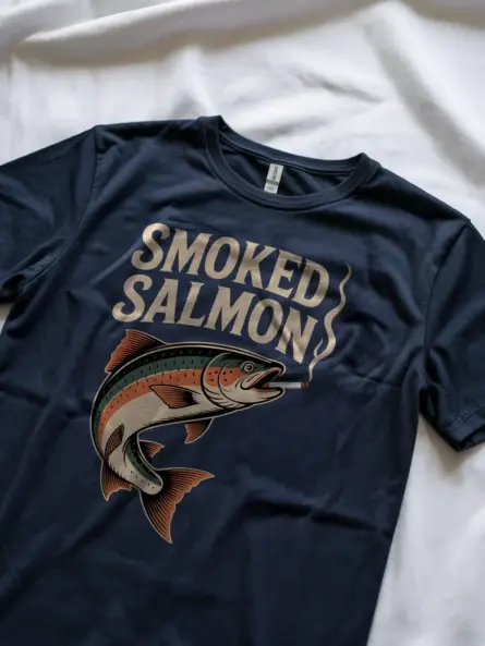 Smoked Salmon T-Shirt – Bold Vintage Tattoo Graphic Tee for Seafood Fans - Image 8