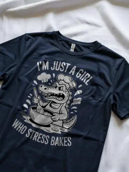 Funny Stress Baking Shirt for Women – Cute Alligator Cartoon Tee - Image 8