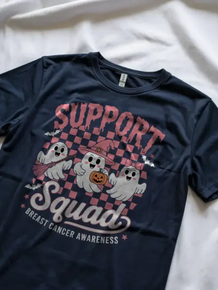 Support Squad Breast Cancer Shirt – Cute Halloween Awareness Tee - Image 8