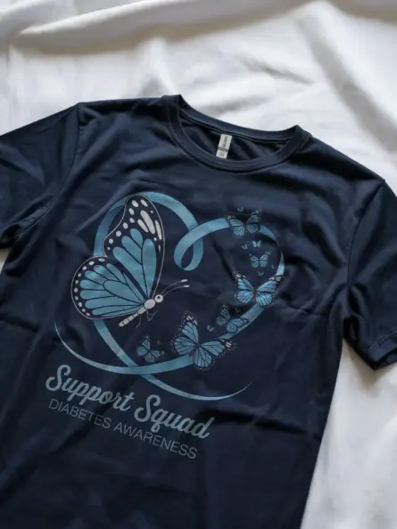 Support Squad Diabetes Shirt – Blue Ribbon Butterfly Tee - Image 11