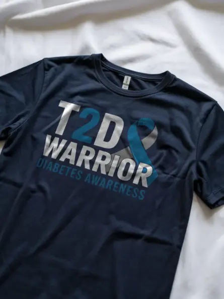 Bold T2D Warrior Diabetes Shirt – Blue Gray Awareness Ribbon Tee - Image 8