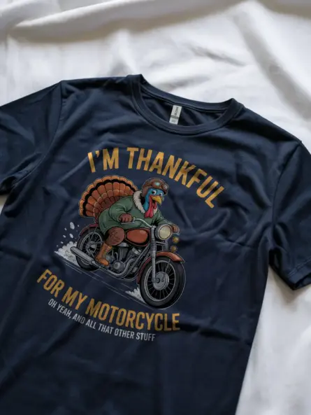 Hilarious Thanksgiving Motorcycle Shirt – Funny Turkey Rider Tee - Image 8