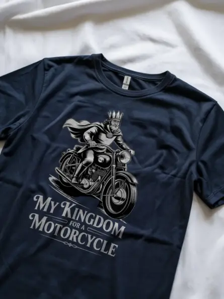 Epic Vintage Motorcycle T-Shirt – Bold “My Kingdom for a Motorcycle” Design - Image 8
