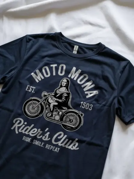 Vintage Motorcycle T-Shirt – Artistic Mona Moto Club Tee - Image 8