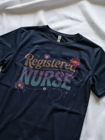 front view navy registered nurse shirt vintage registered nurse shirt