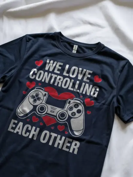 Gamer Couple PlayStation T-Shirt – We Love Controlling Each Other - Image 11