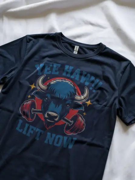 Western Powerlifting T-Shirt – Yee Haw Lift Now Buffalo Gym Tee - Image 9
