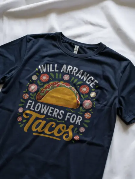 Whimsical Will Arrange Flowers for Tacos T-Shirt - Image 12