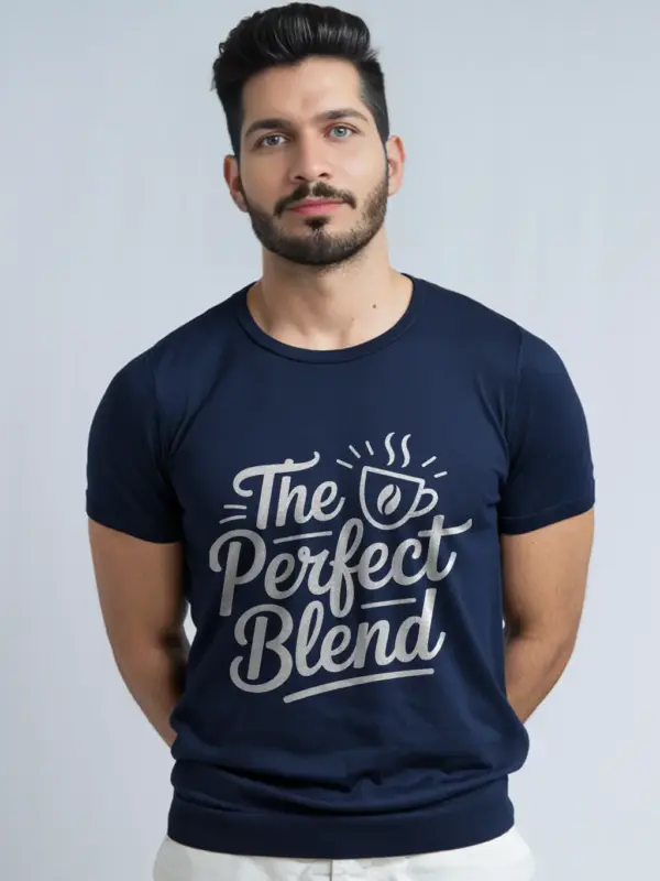 navy the perfect blend coffee shirt coffee cup graphic