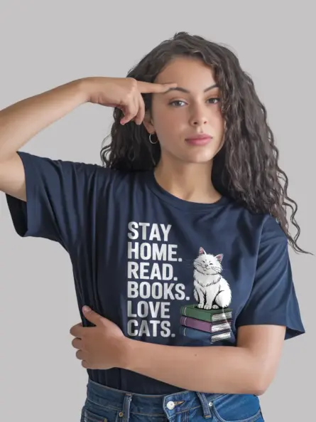 Cozy Cats Books T-Shirt – Minimalist Reading Tee for Introverts - Image 9