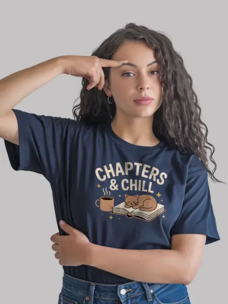 Cozy Reading T-Shirt – Chapters and Chill Cat Lover Tee - Image 9