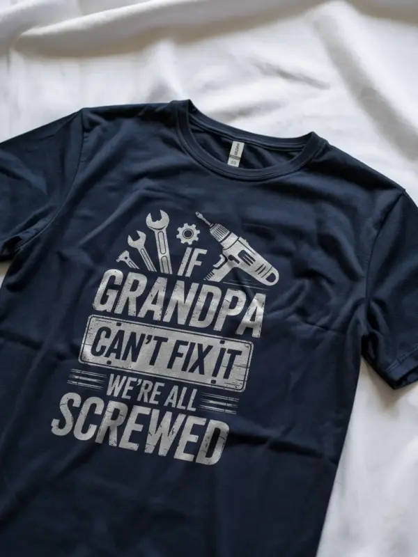 Navy mechanical grandpa tee for family members