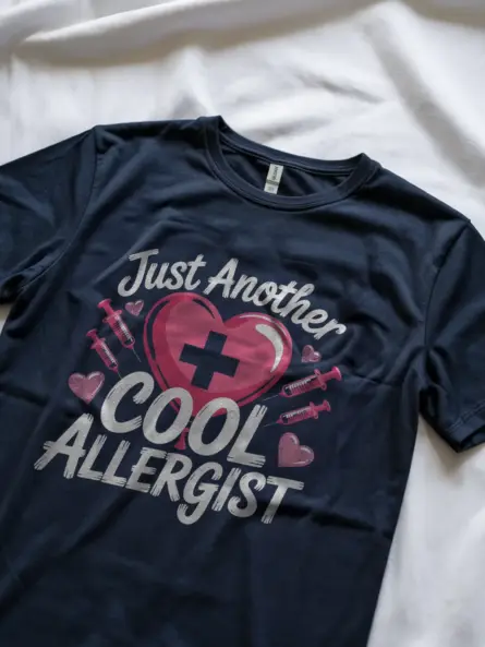 Navy Cool Allergist Shirt with Heart Graphic