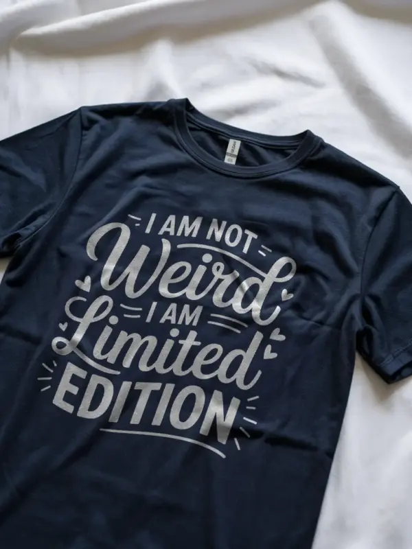 navy-lifestyle-i-am-not-weird-i-am-limited-edition-t-shirt lifestyle shot empowering apparel for introverts