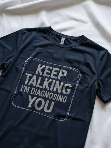 Navy Shirt with psychiatry joke layout, funny psychologist t-shirt,