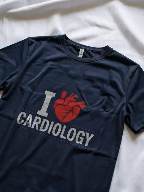 Navy I Love Cardiology Shirt with Heart Anatomy Graphic