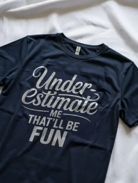 Lifestyle photo navy underestimate me that'll be fun shirt for confident teens
