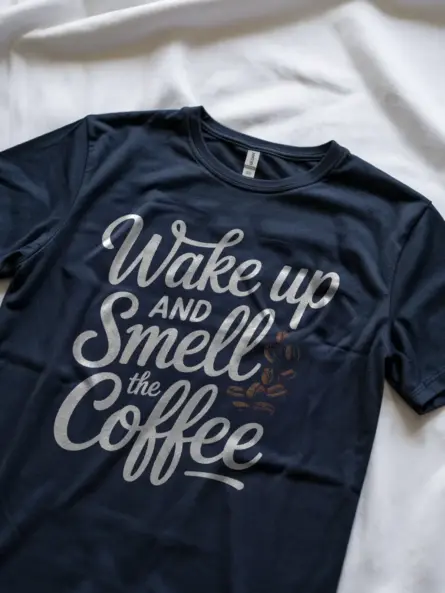 Navy Shirt Wake Up and Smell the Coffee wake up and smell the coffee t-shirt