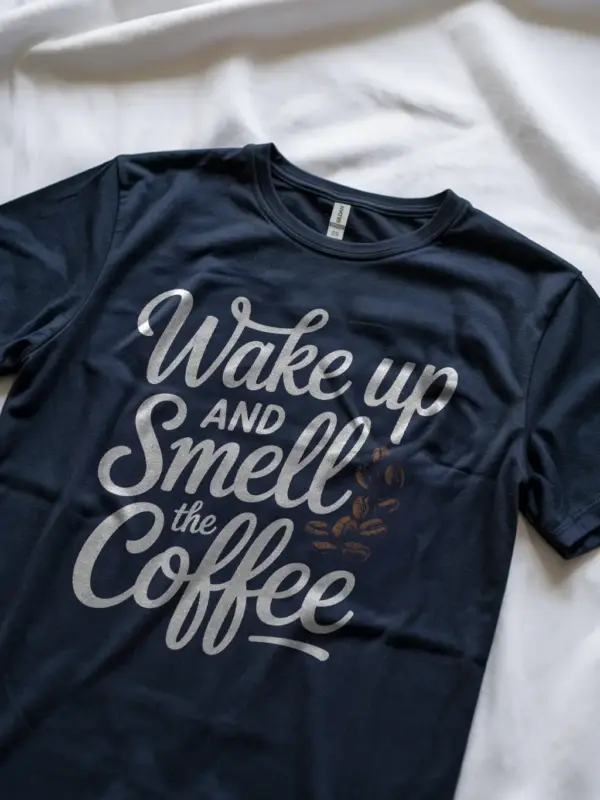 Navy Shirt Wake Up and Smell the Coffee wake up and smell the coffee t-shirt