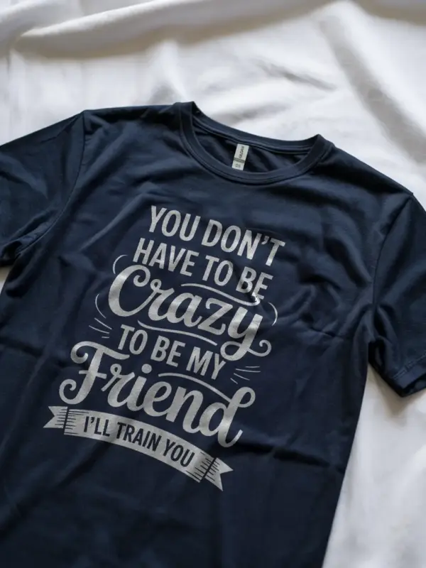 Navy lifestyle shot Matching friend shirts in navy – group of besties