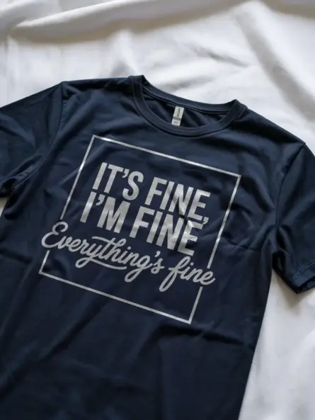 Navy Shirt Its Fine I'm Fine Everything Is Fine Mental Health Awareness Shirt Funny Lifestyle Shot