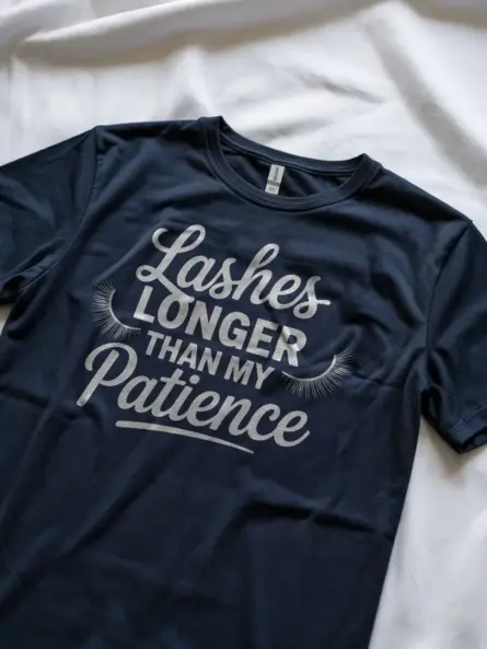Navy Shirt Lashes Longer Than My Patience Funny Lash Tech Shirt