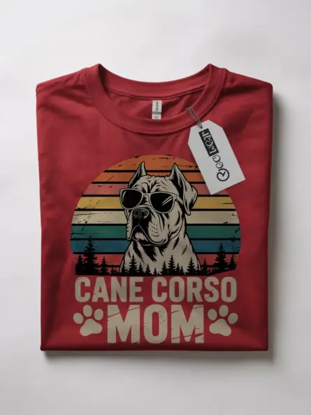 Bold Cane Corso Mom Shirt – Retro Sunset Dog Lover Tee - Image 7