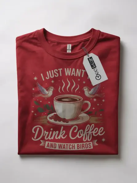 Coffee and Bird Watching T-Shirt – I Just Want to Watch Birds Tee - Image 10