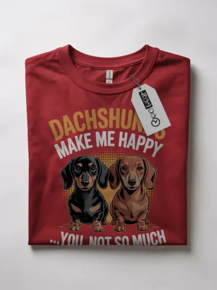 Dachshunds Make Me Happy Shirt – Funny Wiener Dog Graphic Tee - Image 7