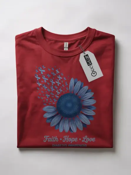 Faith Hope Love Diabetes Shirt – Beautiful Blue Sunflower Awareness Tee - Image 10