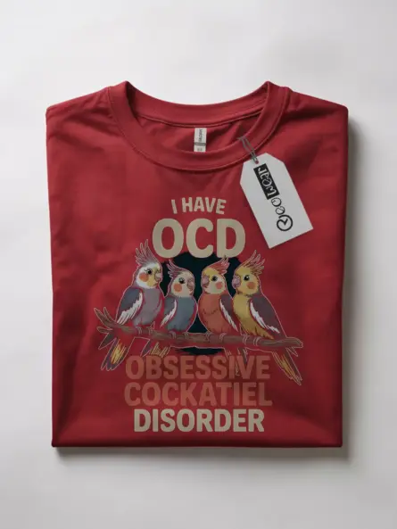 Funny Obsessive Cockatiel Disorder T-Shirt – Retro Bird Lover Graphic Tee - Image 4