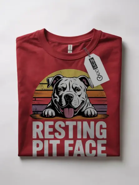 Funny Pitbull Shirt – Resting Pit Face Retro Dog Tee - Image 10