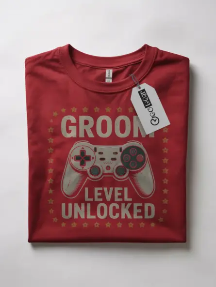 Groom Level Unlocked Gamer Wedding T-Shirt for Fiancé | Funny PlayStation Style Tee - Image 7