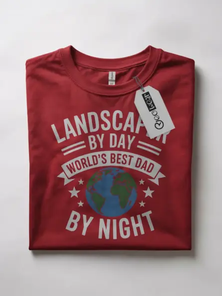 Bold Landscaper Dad Shirt – Patriotic “By Day By Night” Gift Tee - Image 10