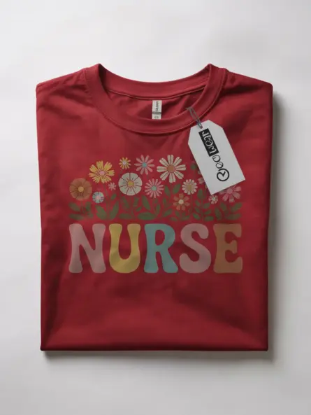 Red Lifestyle Vintage Nurse Shirt with Garden Theme
