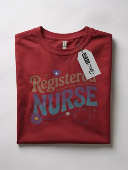 front view red registered nurse shirt vintage registered nurse shirt
