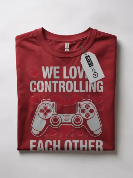Gamer Couple PlayStation T-Shirt – We Love Controlling Each Other - Image 7