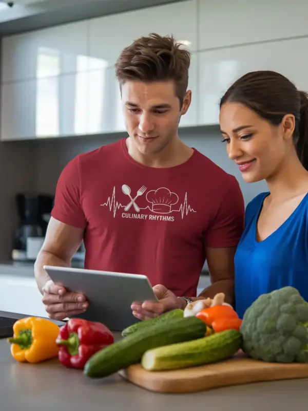 red Shirt Culinary Rhythms Design Front – chef heartbeat t-shirt for kitchen staff