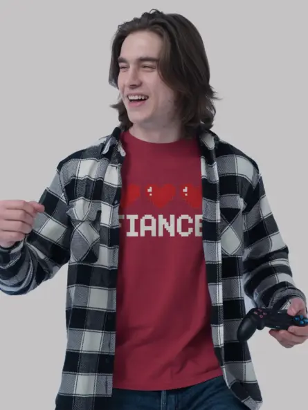 Cute Pixel Heart Fiancé T-Shirt - Image 9