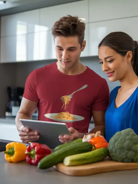 Pasta Lover T-Shirt with Spaghetti Art - Image 3