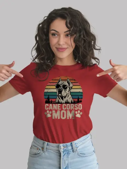 Bold Cane Corso Mom Shirt – Retro Sunset Dog Lover Tee - Image 9