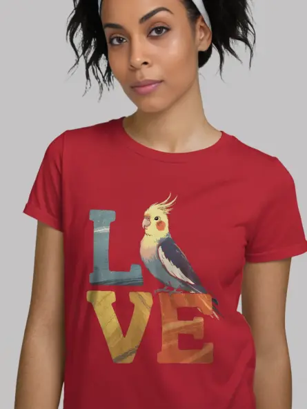 Cartoon Cockatiel Love T-Shirt for Bird Lovers - Image 9
